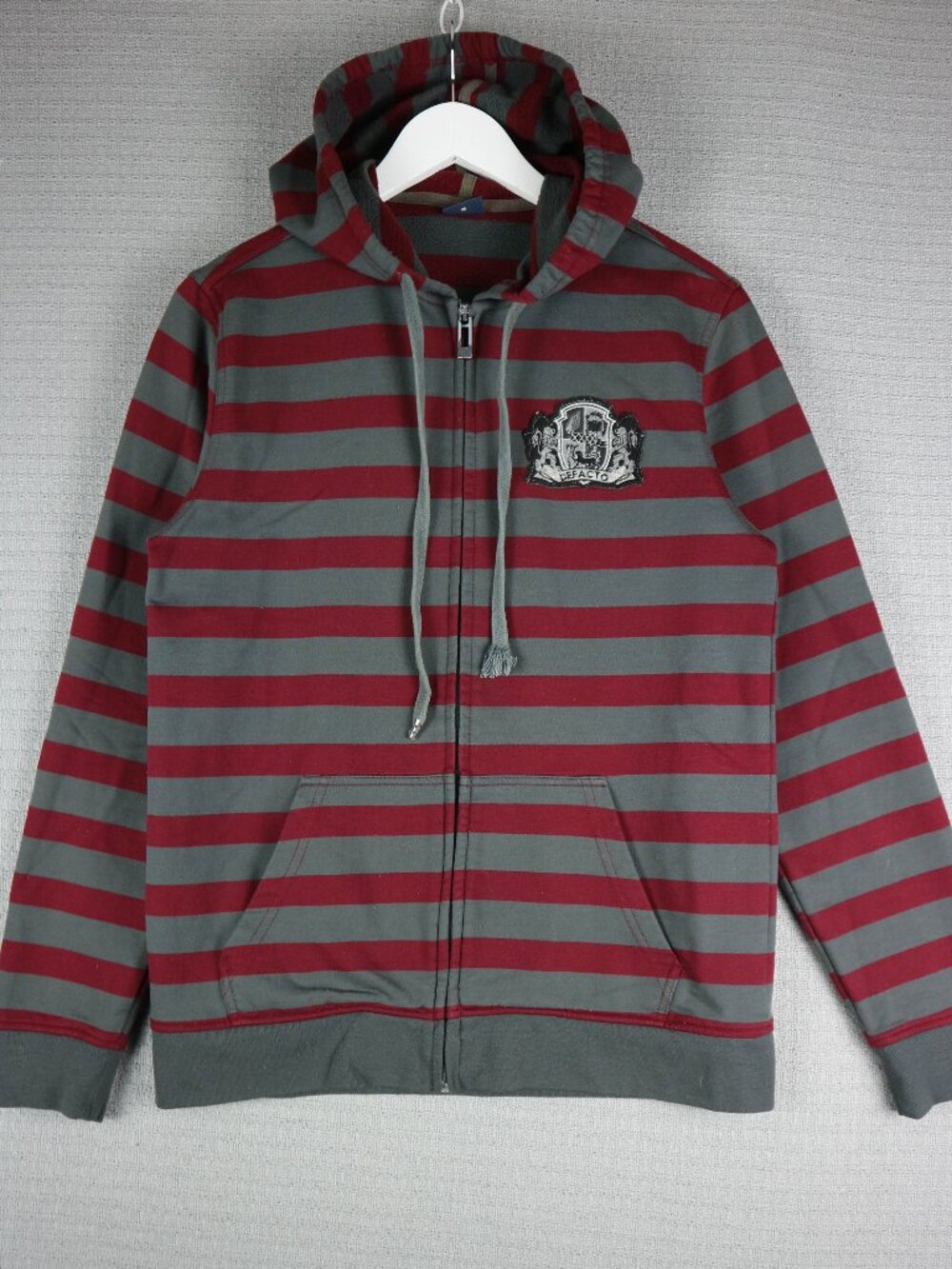 DeFacto Striped Y2K Grunge Style Zip Up Hoodie Mens Medium
